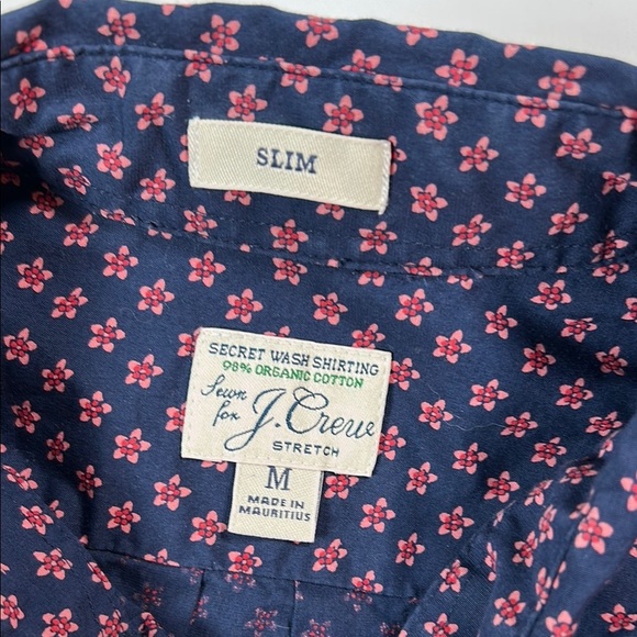 J.Crew Navy and Pink Floral Slim Fit Button Down Shirt - Medium - Picture 3 of 11